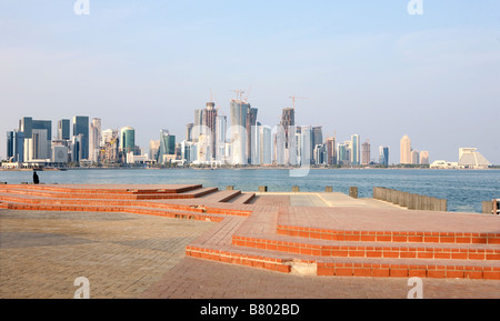A view across Doha Bay Qatar towards the New District high rise development area