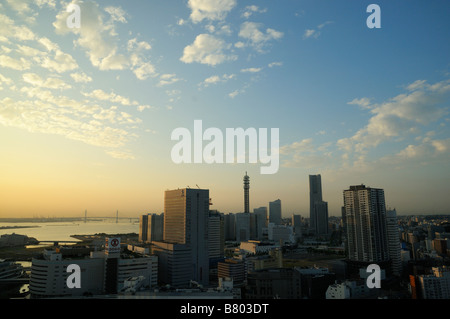 Yokohama Aerial Sunrise Stock Photo