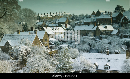 Bisley Village in the snow Stock Photo