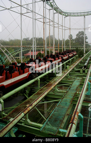 The Screw Coaster - a disused and dilapidating roller coaster at the closed-down Nara Dreamland Theme-park Stock Photo