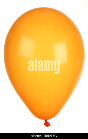 Orange colored inflated balloon isolated on white Stock Photo