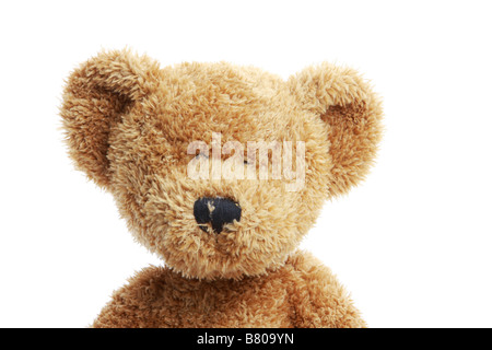 Cute teddy bear isolated on white, great for concept of childhood or innocence Stock Photo