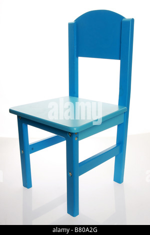 A simple blue wood chair isolated on white Stock Photo