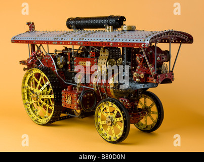 Meccano scale model of traction engine Stock Photo