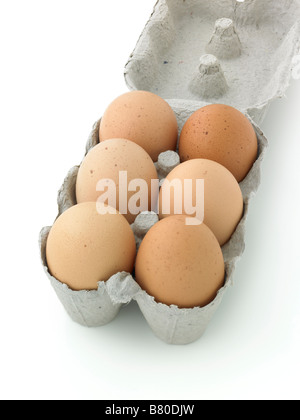 six eggs in a box Stock Photo