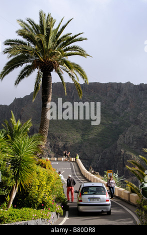 Narrow mountain road at Masca in the Teno Massif region of Tenerife Canary Islands Stock Photo