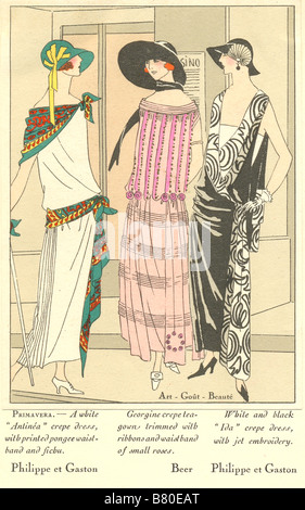 Handcoloured French fashion plate from Art-Gout-Beaute for April 1923 Stock Photo