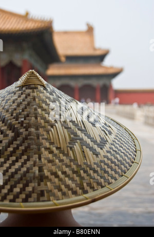 Chinsese straw hat in the Forbidden city, Beijing, China Stock Photo