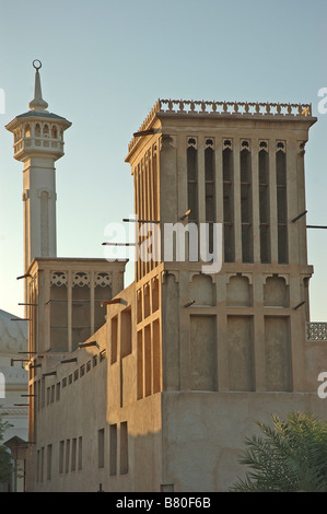 Wind Tower; Old Dubai; Historic Bastkyia; Dubai Creek; Dubai; United Arab Emirates; Arabian Gulf; Persian Gulf; Middle East Stock Photo