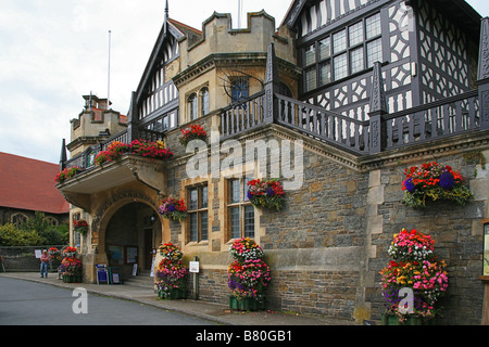 The distinctive architecture of Lynton Town Hall of 1900, North Devon, England UK Stock Photo