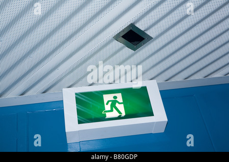 Security camera and emergency exit sign Stock Photo - Alamy