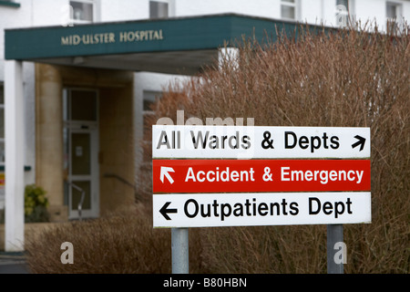 directions sign outside entrance to the NHS mid ulster hospital at magherafelt northern ireland Stock Photo