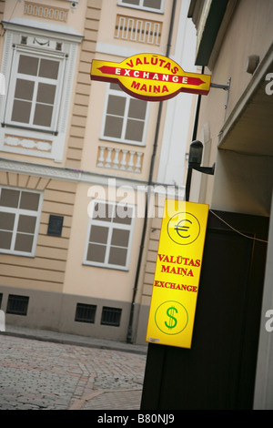 Valutas Maina or Bureau de Change or Foreign Exchange office, Riga, Latvia. Stock Photo