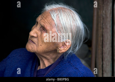 Portrait of a local woman in Tarabuco, Bolivia Stock Photo