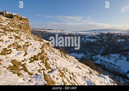 Winter snow, Lathkill Dale, Derbyshire Peak District, UK Stock Photo