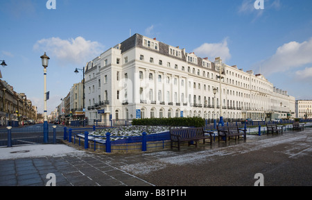 The Burlington Hotel Grand Parade and seafront gardens in Eastbourne East Sussex England GB UK Stock Photo