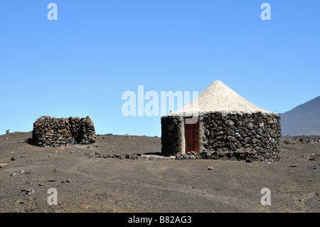 Traditional Caldera House, Pico de Fogo, Fogo Island, Cape Verde, Africa Stock Photo