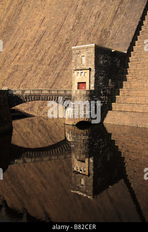 Detail of Claerwen reservoir dam, Elan valley, Elan,near Rhayader, mid-Wales,UK Stock Photo