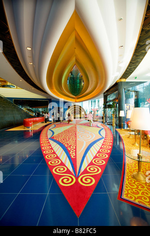 lobby of the Burj Al Arab hotel at Dubai Stock Photo