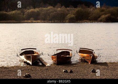 Rowboats in a line on lake at Palace of Versailles, France 