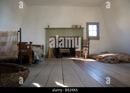 Upstairs Bedroom in the house where Andrew Johnson, 17th President of the United States, was born. Stock Photo