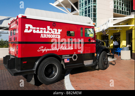 Dunbar Armored Truck outside the entrance to St Petersburg Pier, St Petersburg, Gulf Coast, Florida, USA Stock Photo
