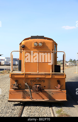 Diesel electric shunter  locomotive train on railway track,Timaru,Canterbury,South Island,New Zealand Stock Photo