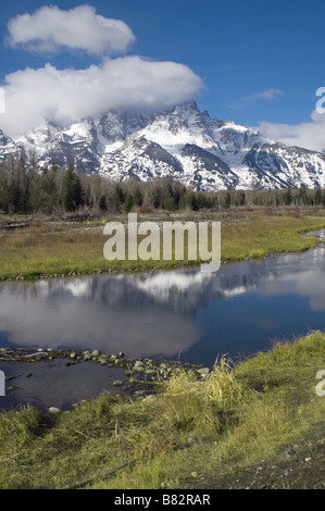 The Grand Tetons part of the Rocky Mountain Range Wyoming Rockies and the Snake River featuring Mt. Moran Stock Photo