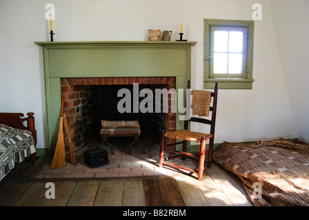 Upstairs Bedroom in the house where Andrew Johnson, 17th President of the United States, was born. Stock Photo