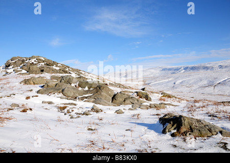 Snow covered Black Mountain Mynydd Du Brecon Beacons National Park Carmarthenshire Wales Stock Photo