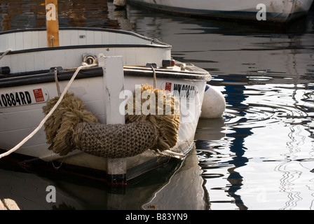 Details of the prow of a small wooden boat at the Center for Wooden boats in Seattle. Stock Photo