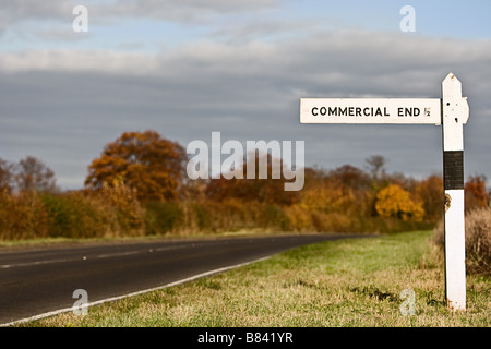 Sign Showing the Way to the Commercial End, Cambs, UK Stock Photo