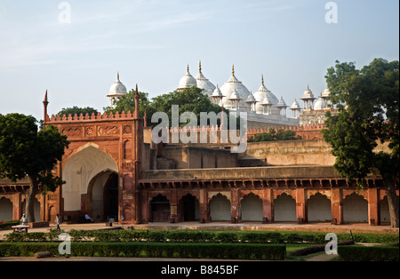 Moti Masjid also called the Pearl Mosque inside the Red Fort in Agra India Stock Photo