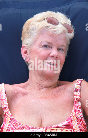 Senior citizen on a cruise ship. Stock Photo