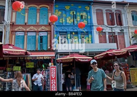 Singapore Chinatown china chinese streetshop store night market centre downtown Stock Photo