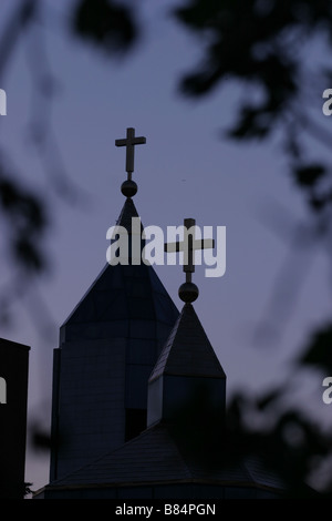 Two Crosses (Cross) on a Cathedral Church in Madrid Spain Stock Photo