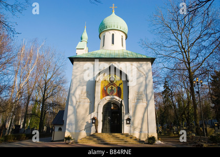 Kaple Blahoslavene Bohoradice orthodox chapel at Vojensky hrbitov the Military cemetery in district of Zizkov in Prague Stock Photo