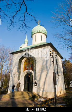 Kaple Blahoslavene Bohoradice orthodox chapel at Vojensky hrbitov the Military cemetery in district of Zizkov in Prague Stock Photo