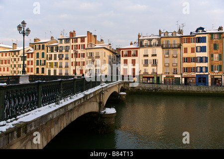 Bayonne under snow Pays Basque France Stock Photo