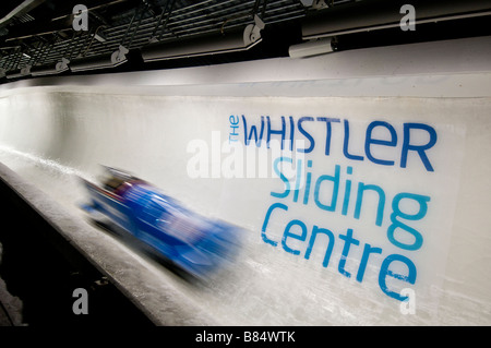 Bobsleigh competing at the Whistler Sliding Center Stock Photo