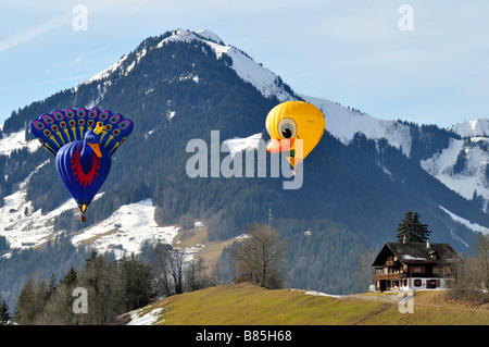 Chateau d'Oex Hot Air Balloon Festival Switzerland 2008 Stock Photo
