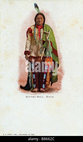 Postcard representing Sioux Indian chief "Iron Tail " and Buffalo Bill ...