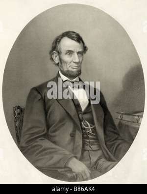 Abraham Lincoln, 1809 - 1865. 16th President of the United States. From a photograph by Matthew Brady taken in 1865. Stock Photo