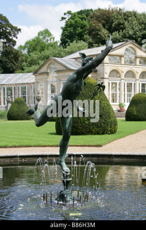 The Great Conservatory and Statue of Mercury the Winged Messenger, Syon House, Brentford, Middlesex, England, UK Stock Photo