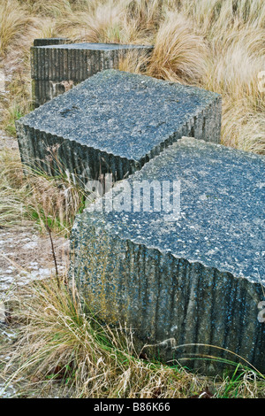 Second World War tank traps and pill boxes on Fraisthorpe Beach ...
