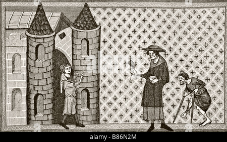 A Leper House, after a miniature from a 13th century manuscipt Stock Photo