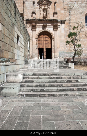 side entrance to Santo Domingo Church, the most important of the numerous baroque ecclesiastical buildings in Oaxaca, Mexico Stock Photo