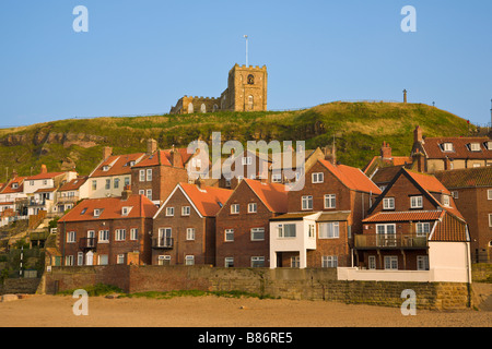 New housing and St Margarets church, Whitby, 'North Yorkshire', England Stock Photo