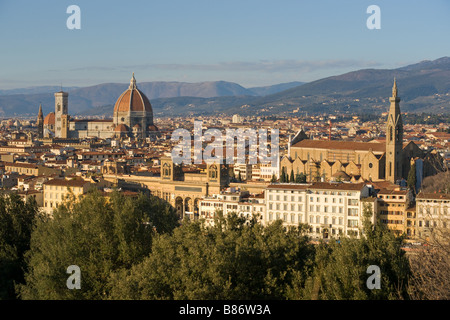 Florence view of Duomo and Giotto s bell tower and Santa croce from Piazzale Michelangelo Stock Photo