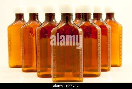 Ten Brown Medicine Bottles Stock Photo